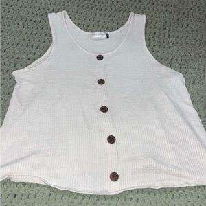 White Button-Down Tank Top (False buttons)